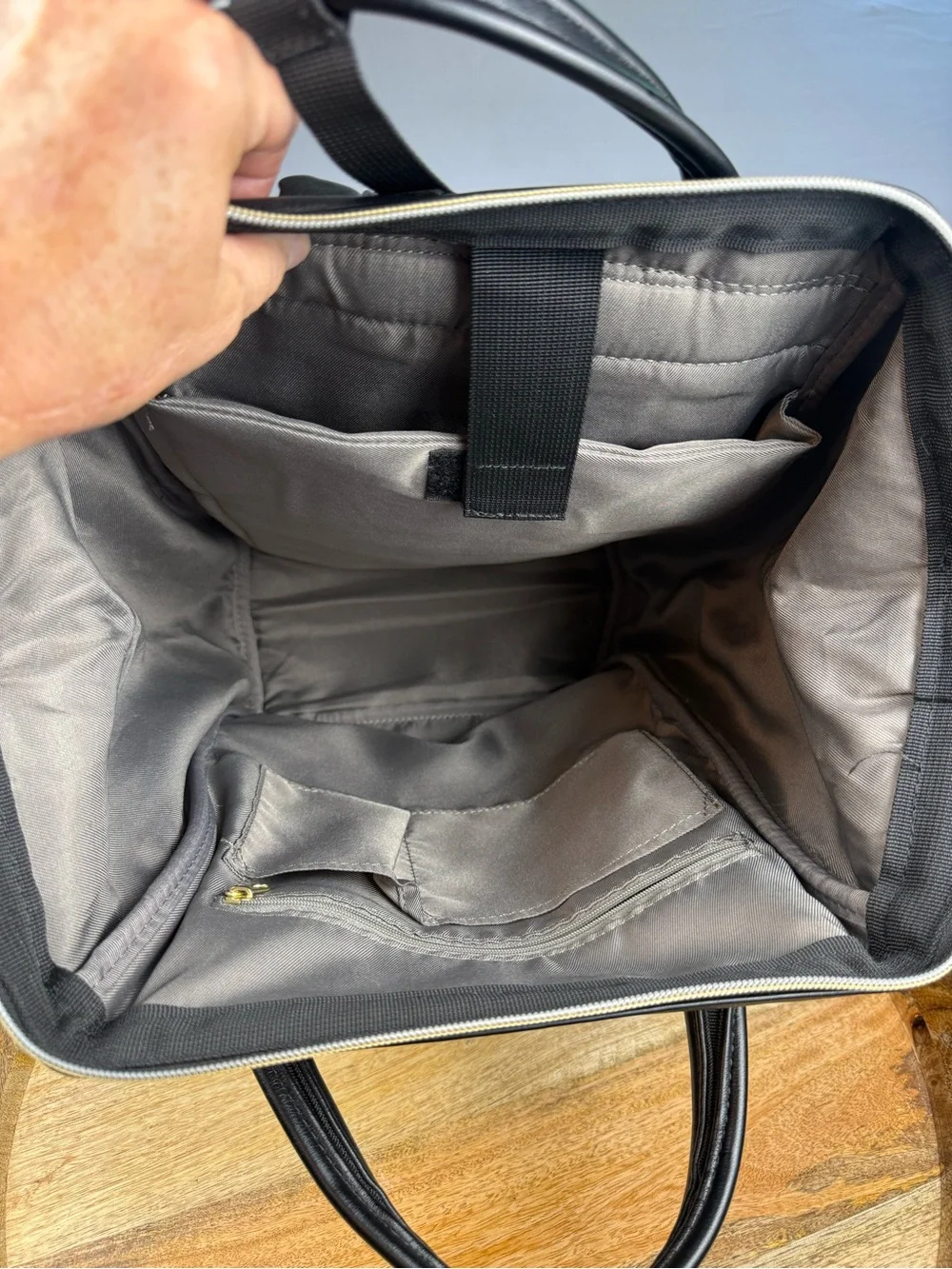 Kah & Kee Black Faux Leather Diaper Backpack | Travel Baby Laptop Bag